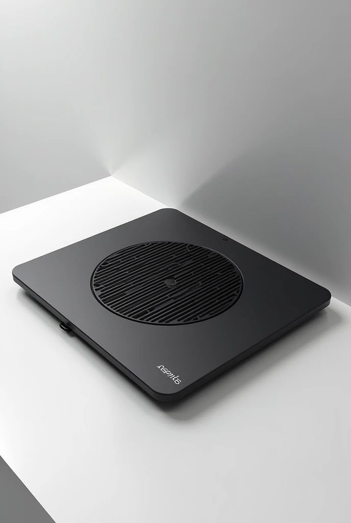 Make a logo for a company that makes cooling bases for laptops that is black and that this base has a fan inside that does not have a screen
