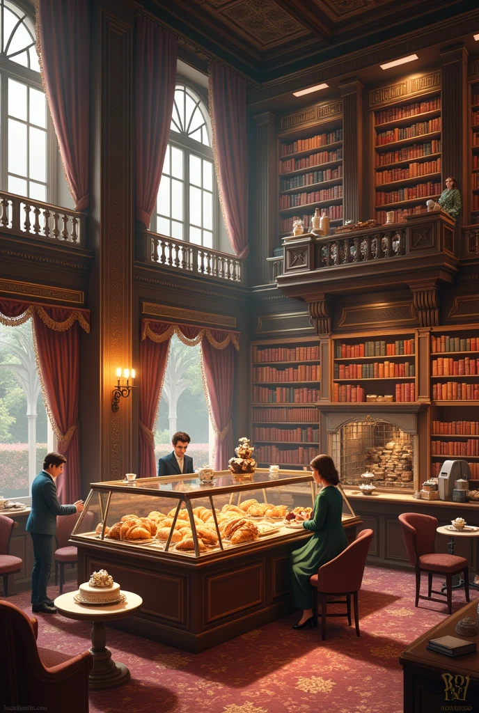 Library with pastries