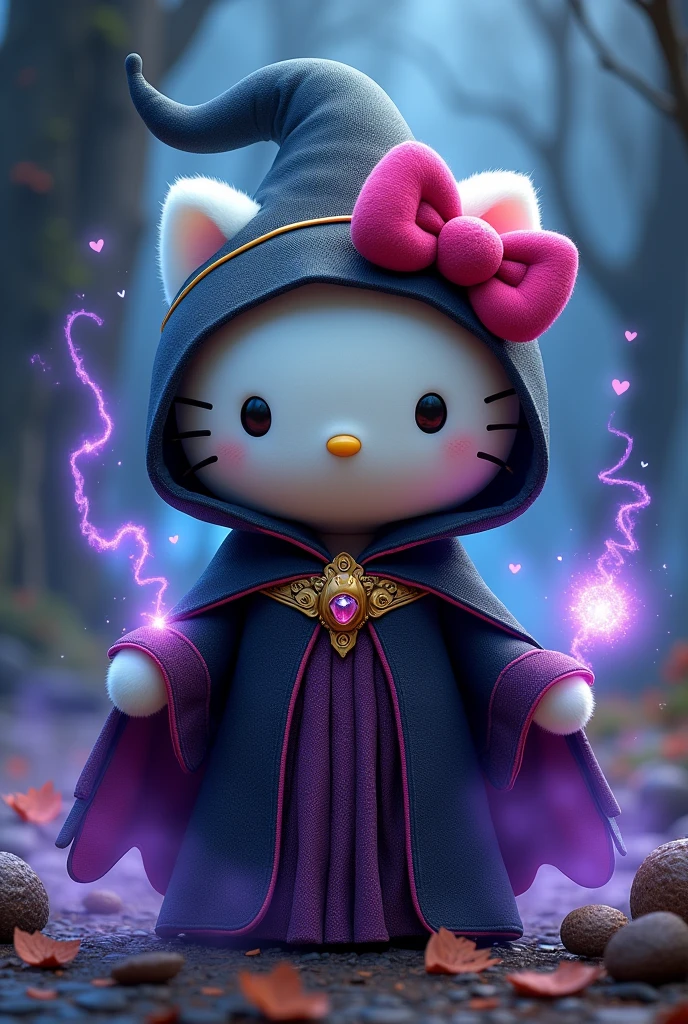 Hello kitty dressed as merlina