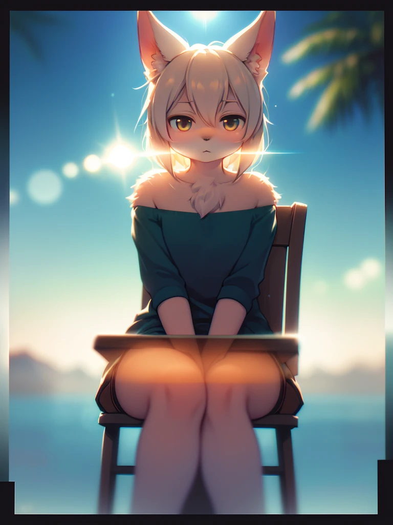 (Sumilux f1.4 36mm , Polaroid , low Latitude old color negative film , cross process , (bokeh), Long exposure , blur , flare, chromatic aberration , (soft focus), (Shallow focus) , soft glow , Maximum aperture, low Key , Transparent depiction , Tyndall) , Basic Instinct , Scene of sitting on a chair and crossing legs