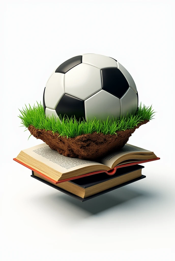 uma bola de futebol, that the upper half is normal, but the bottom half of the ball showing the layers of the ball with grass, land and books
. imagem com fundo transparente