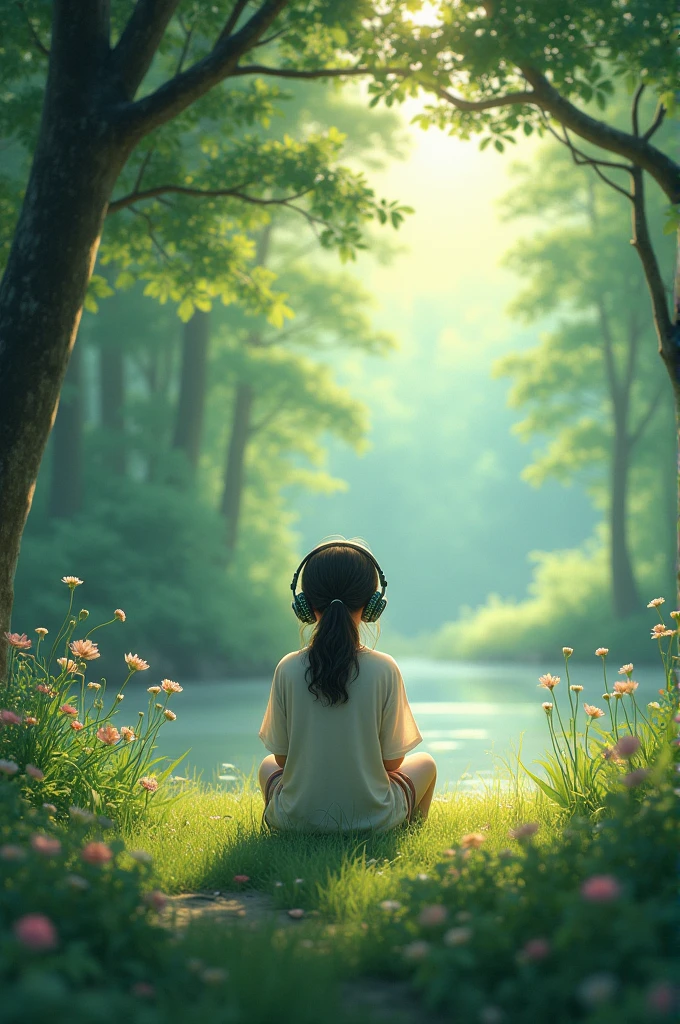 ALONE IN NATURE PEACEFULLY LISTENING TO MUSIC