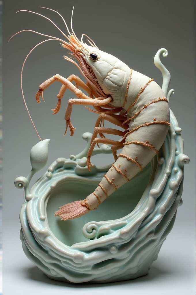 Create a sculpture with the design of Colombian sculptors that represents the saying “Camarón que se dormir”, “The current takes it away”