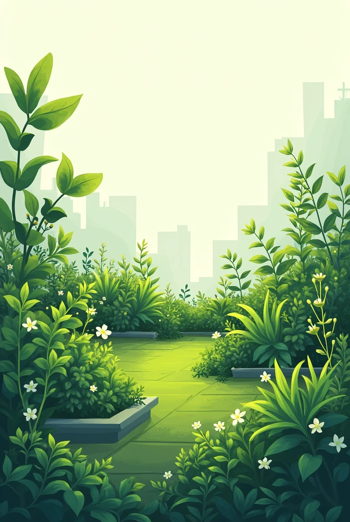 Draw an roof with plants, simple, just some plants 
