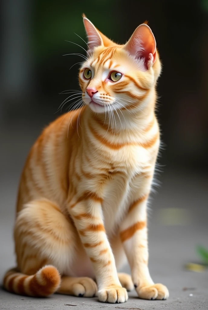 a beautiful yellow tabby cat sitting sideways