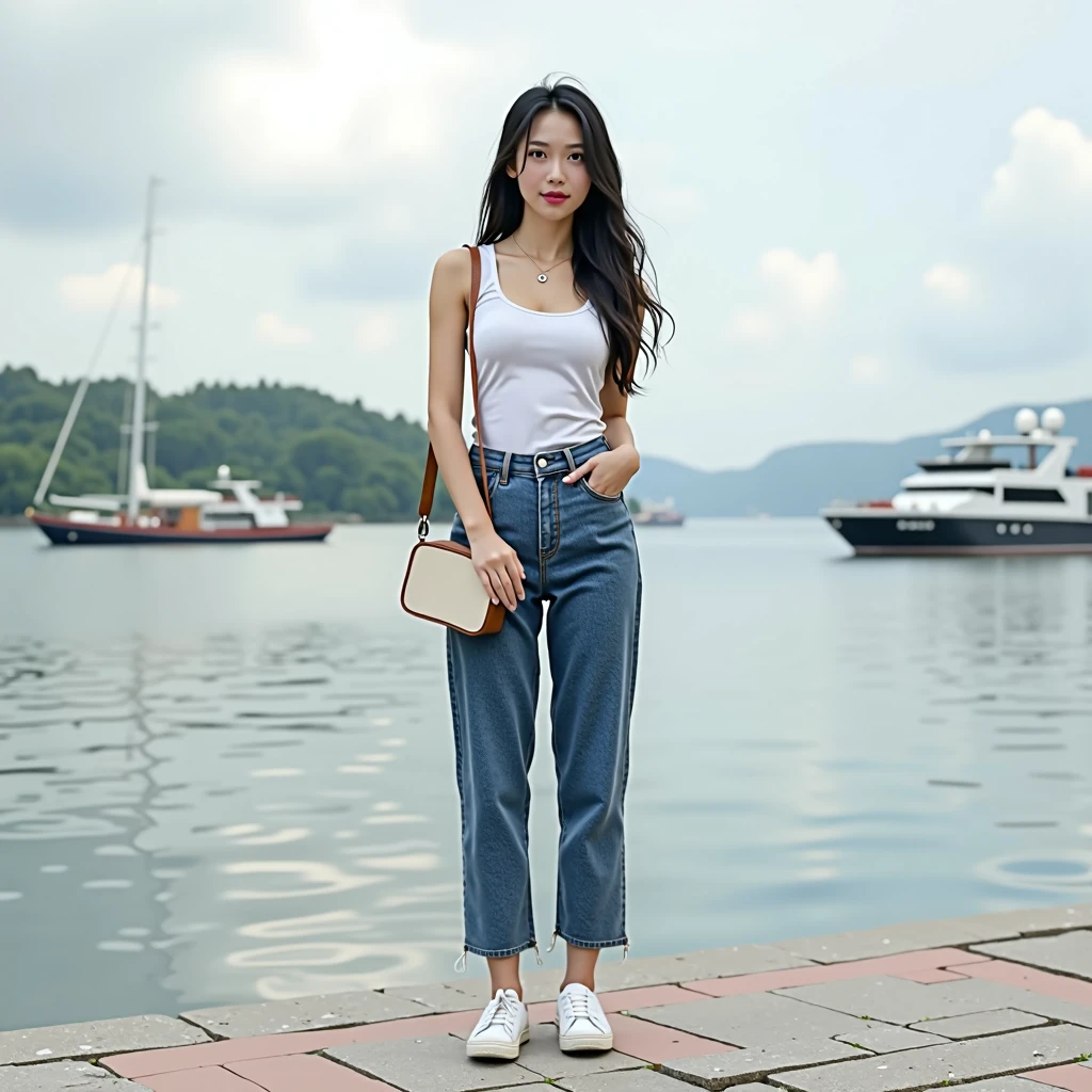 Make the perspective of the person’s background more realistic