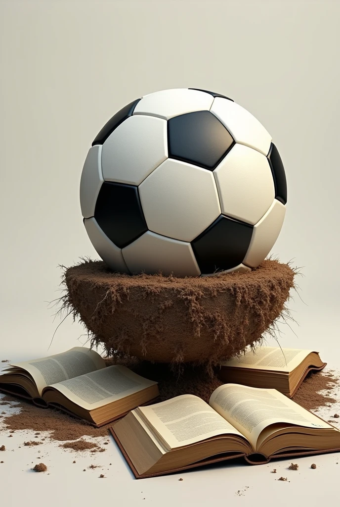 uma bola de futebol.
upper half is normal, but the bottom half of the ball showing, land and books
. imagem com fundo transparente