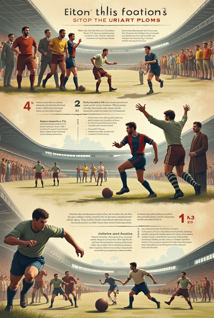 Make an image that is a banner, explaining the history of football and its rules, fine-detailed 
