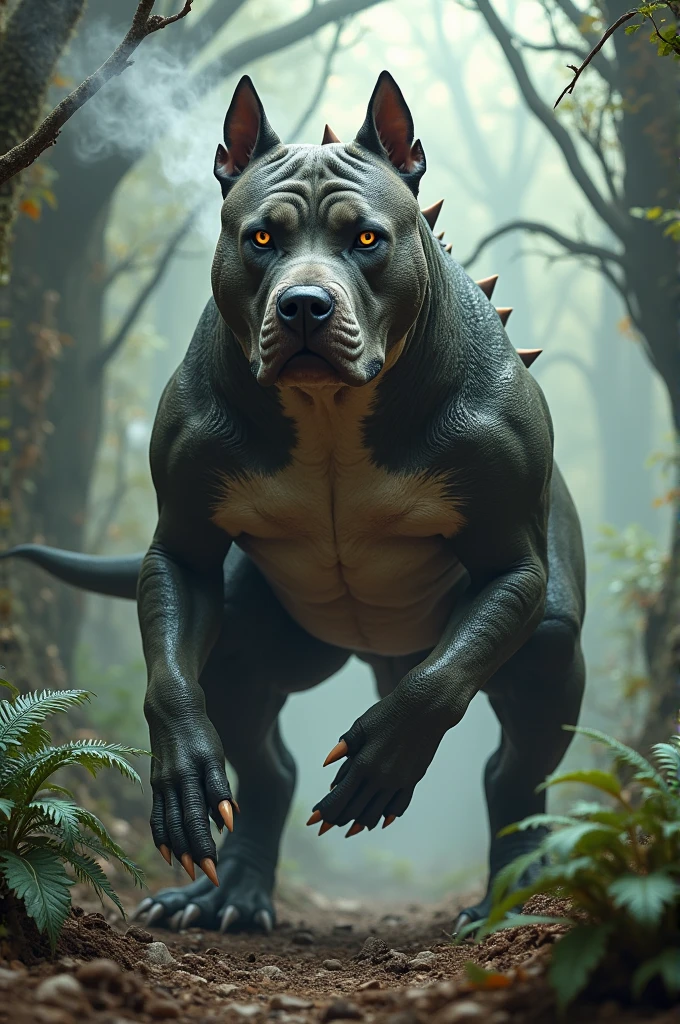 Pitbul dog mix dinasour bodybuilder 