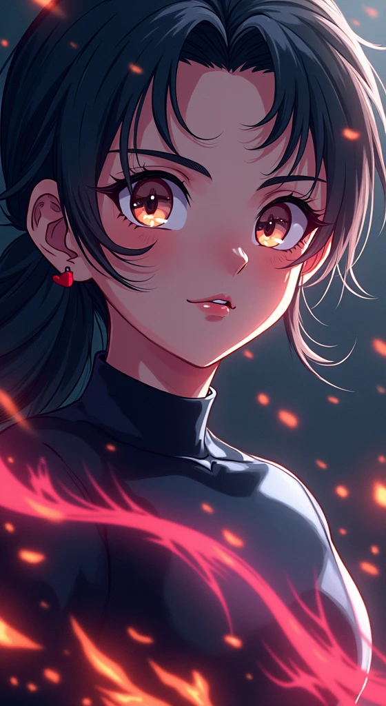 Super Saiyan Girl、masterpiece、high quality、High resolution、Japanese、woman、cute、young、There is a golden aura、whole body、Anatomically correct、Flame Background