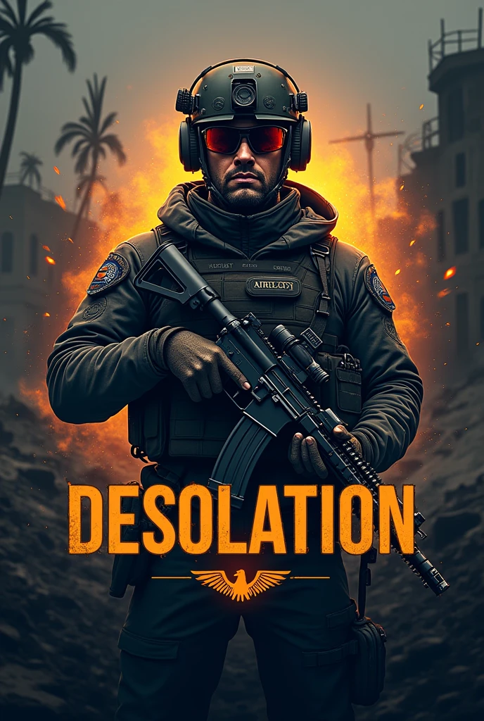 create a logo for airsoft Operation Desolation rubber pet model as a soldier