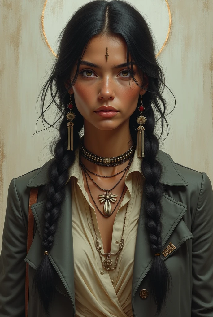 to make a woman to make a Native American woman who represents wisdom, religion, culture and history but with modern clothes