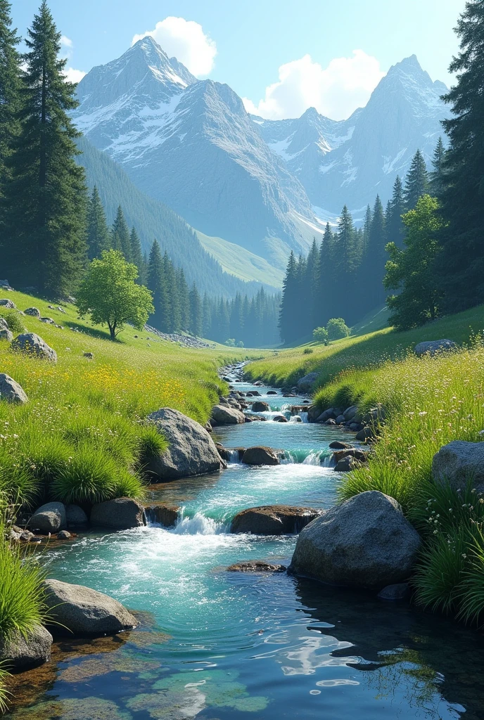 Stream view in Switzerland realistic