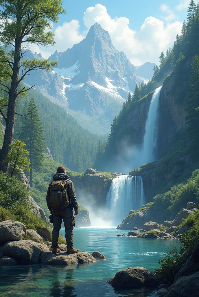 Mountain Adventure, calm river and falls
