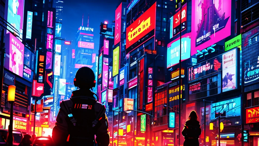 Night city ,Cyberpunk, Drones flying in the sky