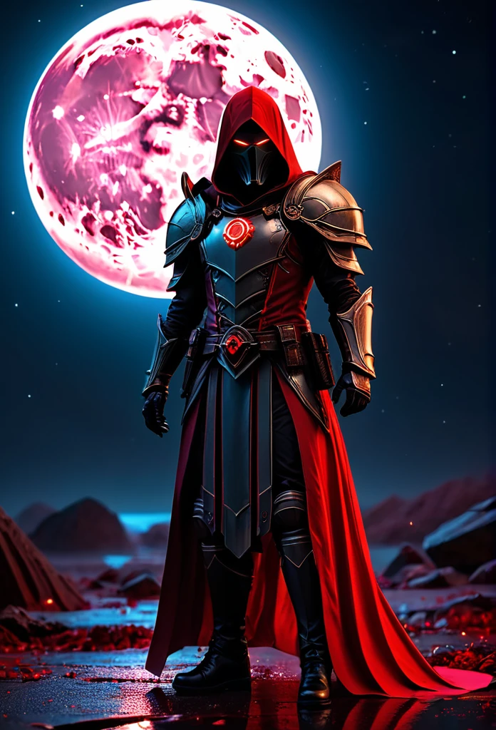 Red Necromancer, Blood Moon, Ray Tracing, masterpiece, highest quality, super high quality, Absurd detailed, best Light, Best Shadow, sharp, sharp image, detailed, extremely detailed, Amazing resolution, 8k, 4K, Ultra-high resolution, Particle Effects, Beautiful Effects, Vibrant colors, neon Light, neon, Light,