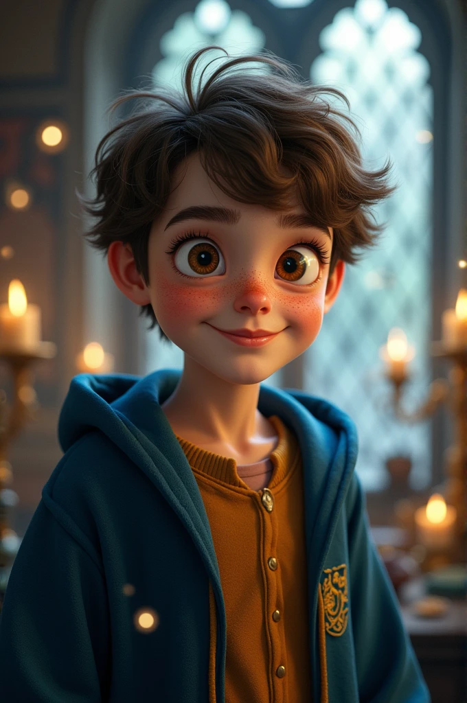 Harry Potter character freckles brown hair brown eyes house team ravenclaw