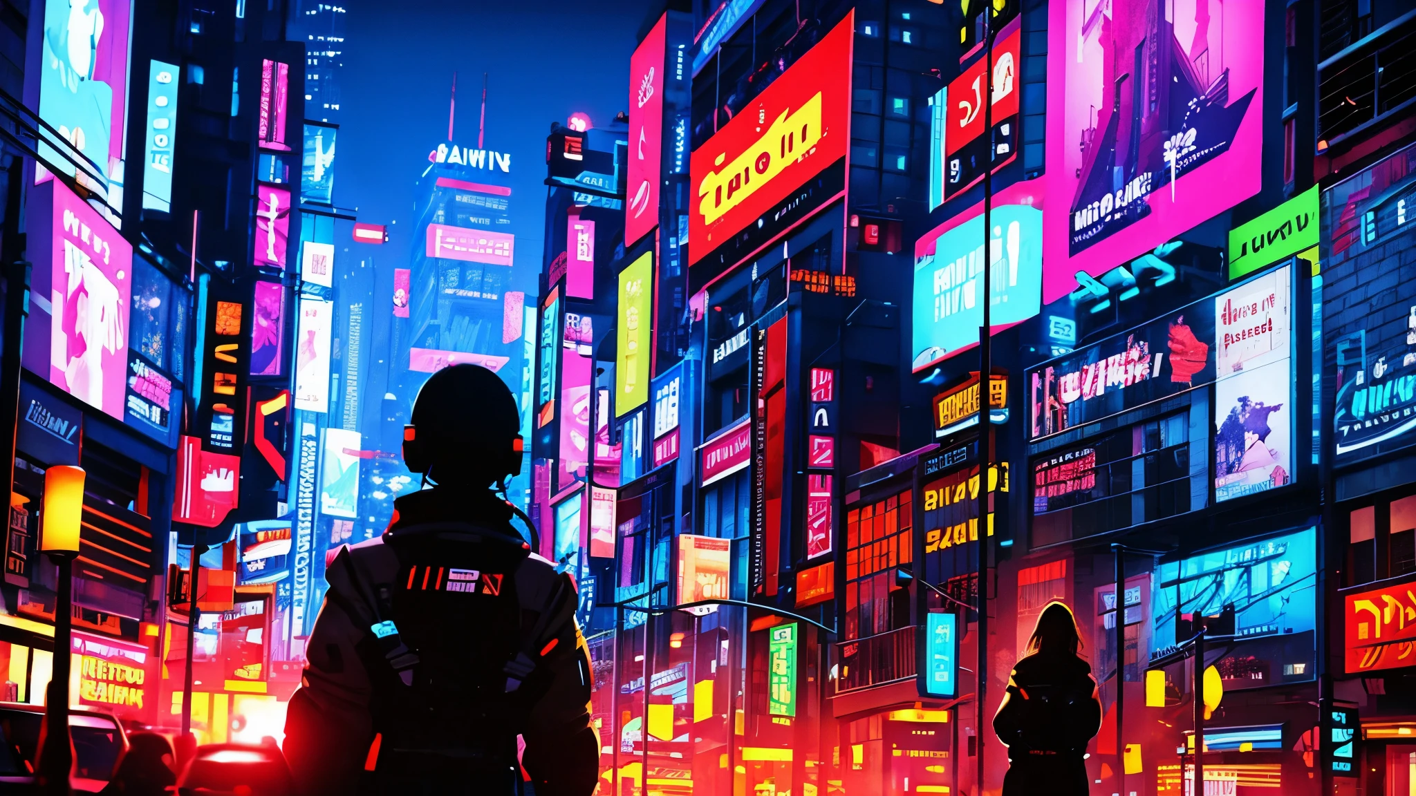 Night city ,Cyberpunk, Drones flying in the sky