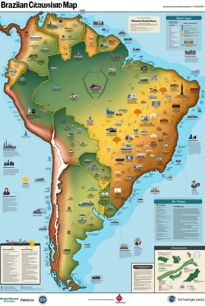 Create a citizenship map identifying rights and duties including laws and regulations governing Brazilian citizenship