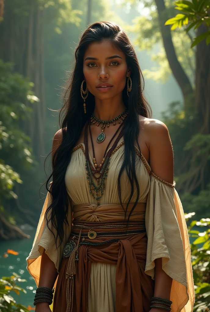 make a woman like pocajonta who represents wisdom but with modern clothes