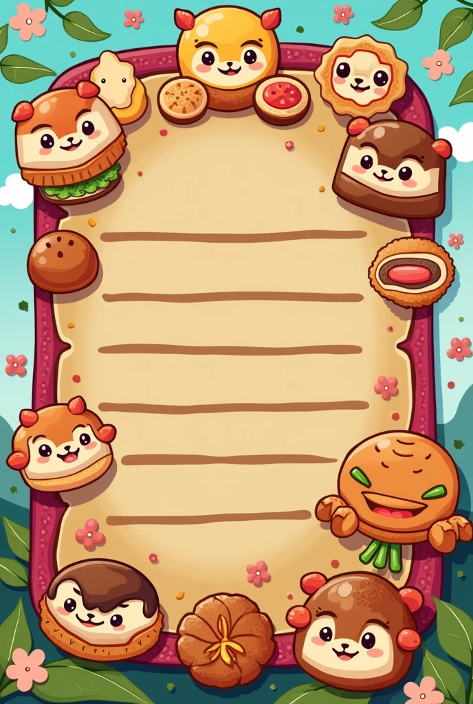 Make a design that signage of our game or challenge in our class it's a siomao siopao suman put the picture and make it cute