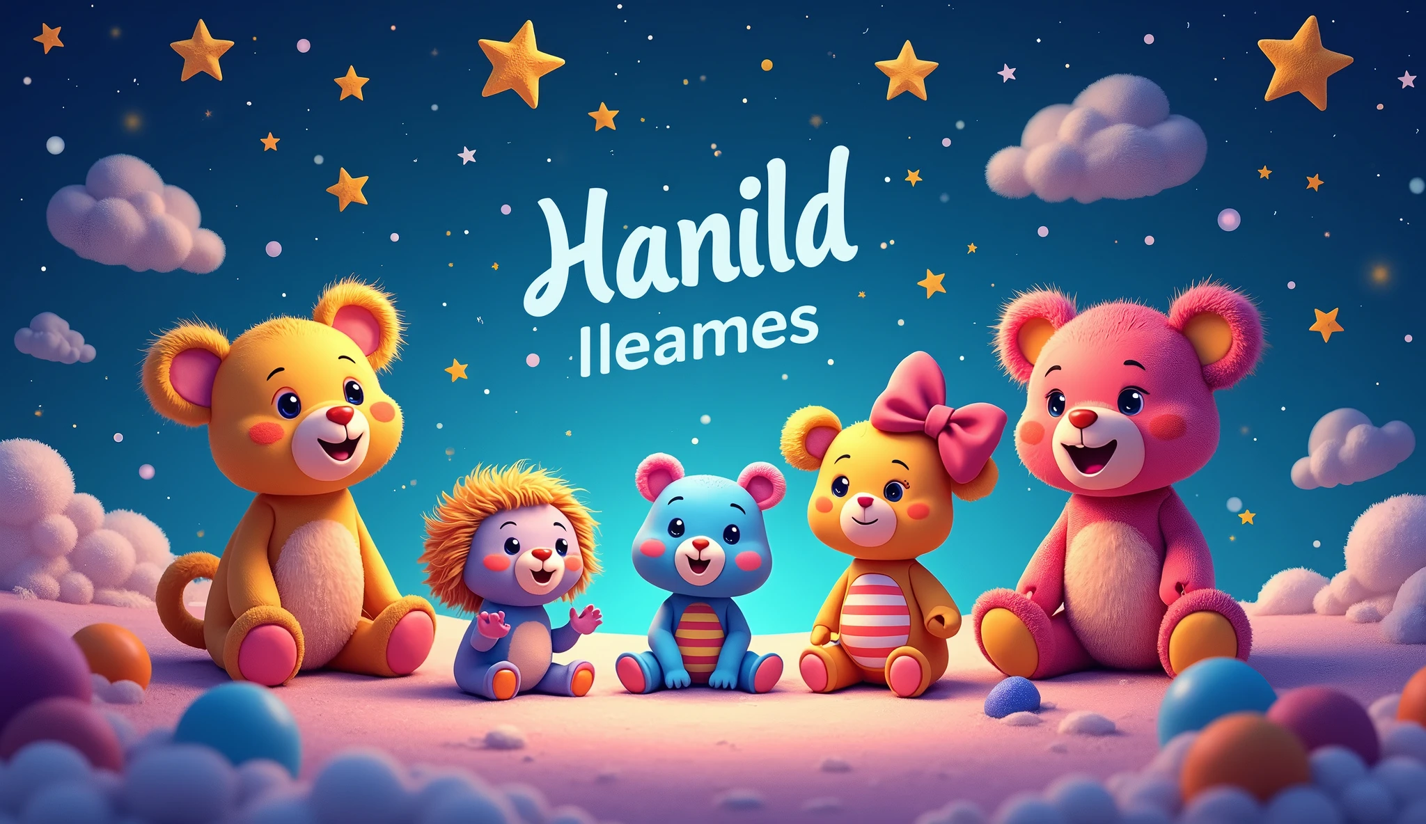 Colorful and cute banner for YouTube channel. Text is strictly in the center of the Starry Stories banner
Children's toys come to life, juicy colors, bedtime stories, fascinating stories. Great quality. Children's illustration style