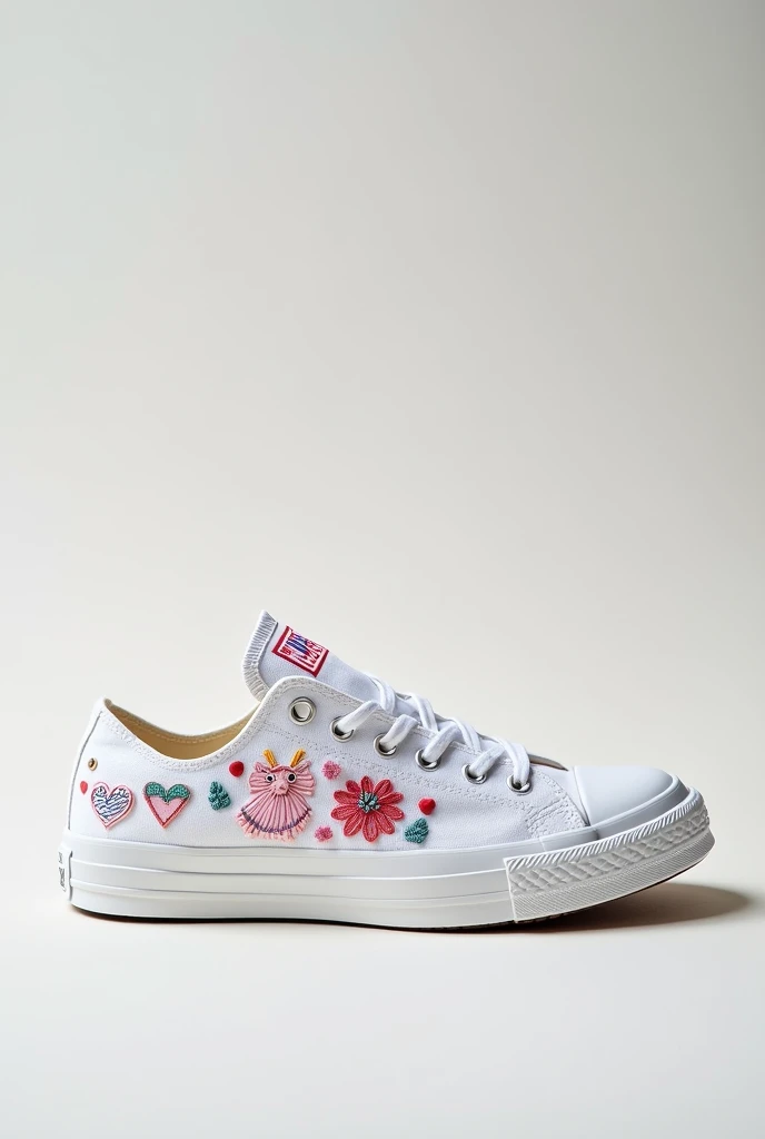 White Converse tennis boot type with personalized decoration