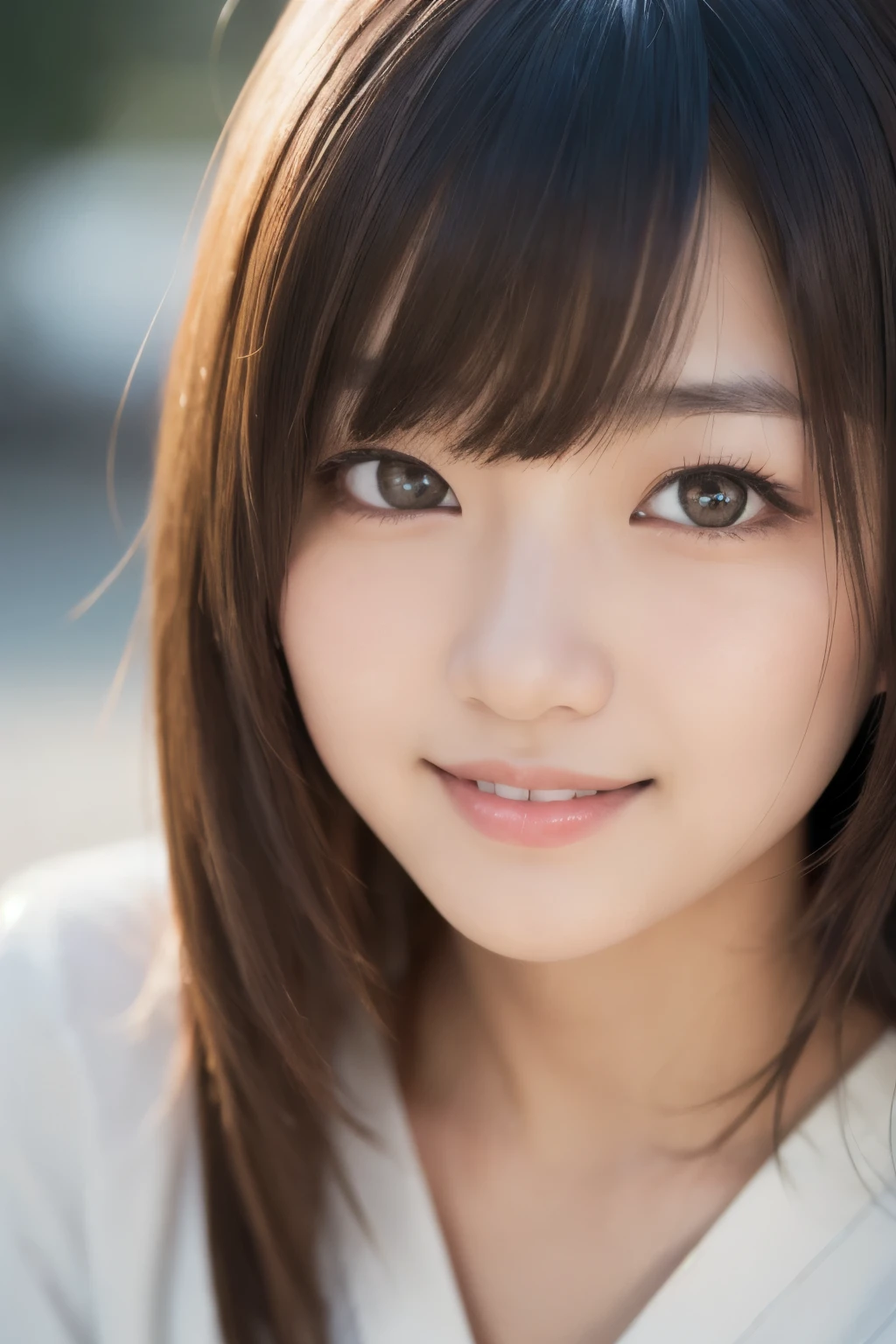 best quality, face focus, soft light, ultra high res, (photorealistic:1.4), RAW photo,(Shinozaki Ai), (fair skin), (kawaii),
1 Japanese girl, solo, cute, smile, (pupil, lights in the eyes), detailed beautiful face, Medium-sized breasts,(high resolution detail of human skin texture),(long hair),(portrait), upper body, white traditional kimono