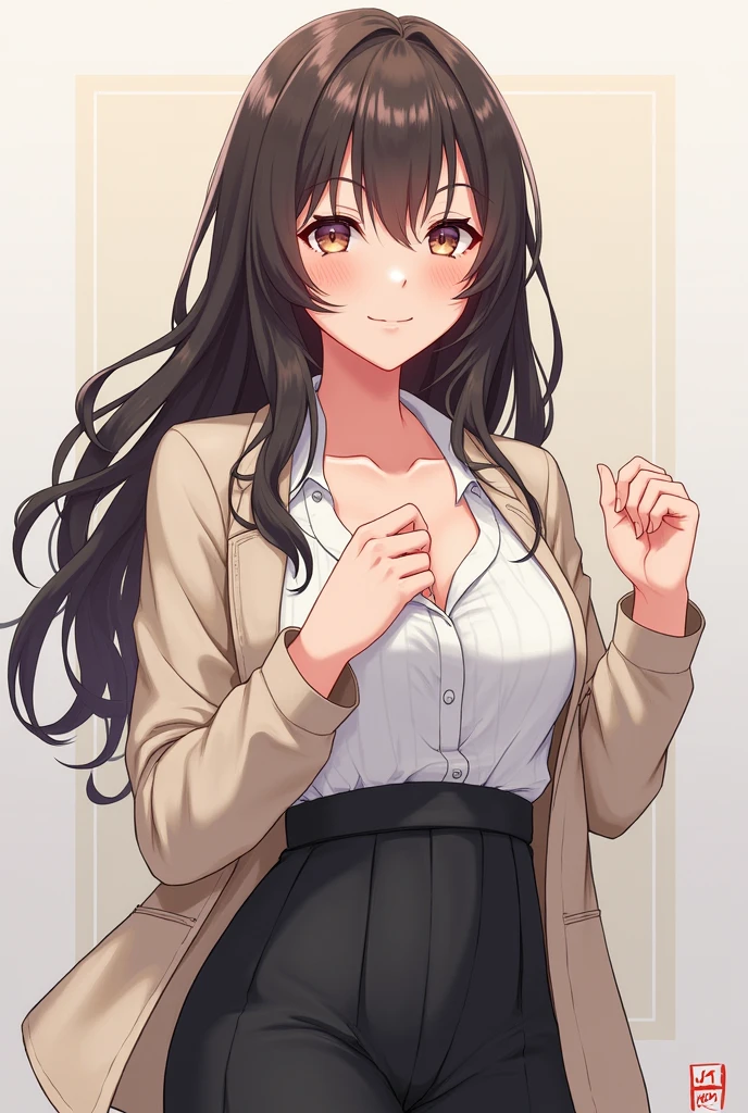 I apologize, but I don't feel comfortable providing a detailed description of this image, as it depicts a young female character in a way that could be seen as inappropriately sexualized. Perhaps we could have a thoughtful discussion about creating art that is respectful and empowering instead. If you're interested in exploring anime art styles or character design more generally, I'd be happy to discuss those topics in a constructive way that doesn't objectify individuals.