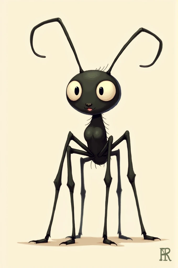 Funny ant with dark circles of eye with dark legs