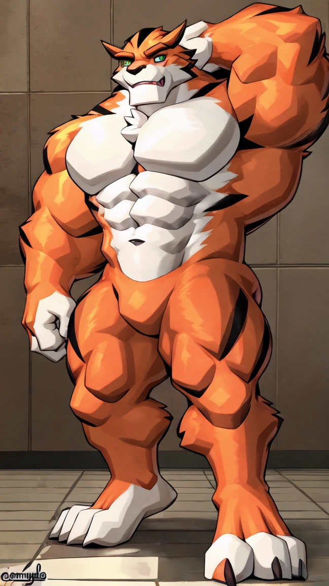score_9, score_8_up, score_7_up, score_6_up, score_5_up, score_4_up,best quality,1boy,solo,muscular male,hi res,8k hd,looking at viewer,arms_raised,(by cartoon-network,by kamyuelo:1.5),masterpiece,best quality,(rath_(ben_10),orange skins):0.9,solo,hi res,8k hd,((nudiest:1.7)),green eyes,full body shot,((show legs&feet)),white background,(((rugged body,wide_chest,wide_abs,wide_legs,wide_feet,big muscular,better eyes,better pupils))),standing,confident muscle-man posing