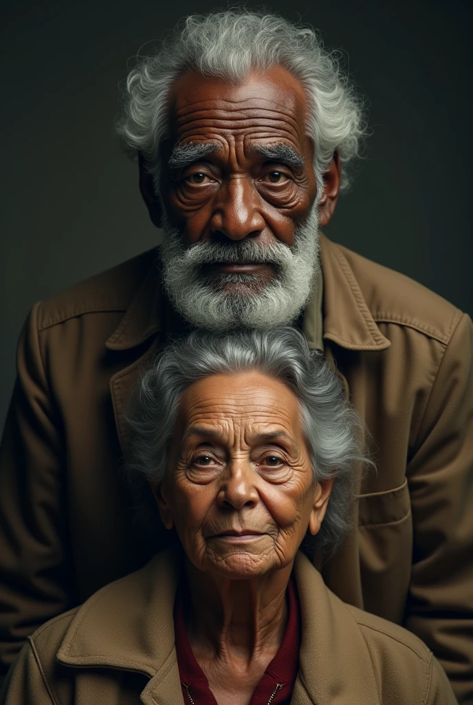 Old black man on top and old black woman below with pipe