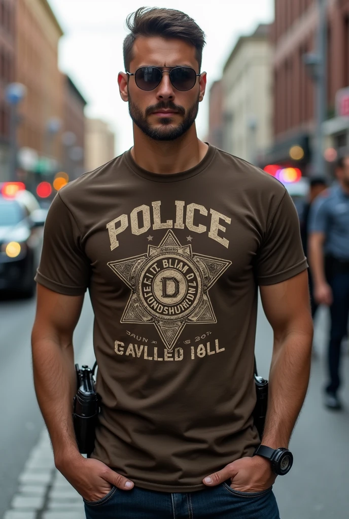 Make a police version brown T-shirt.