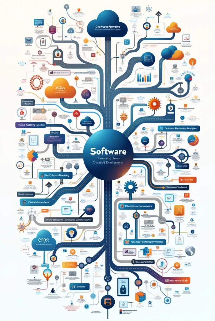 Make a mind map with only images about software and name below