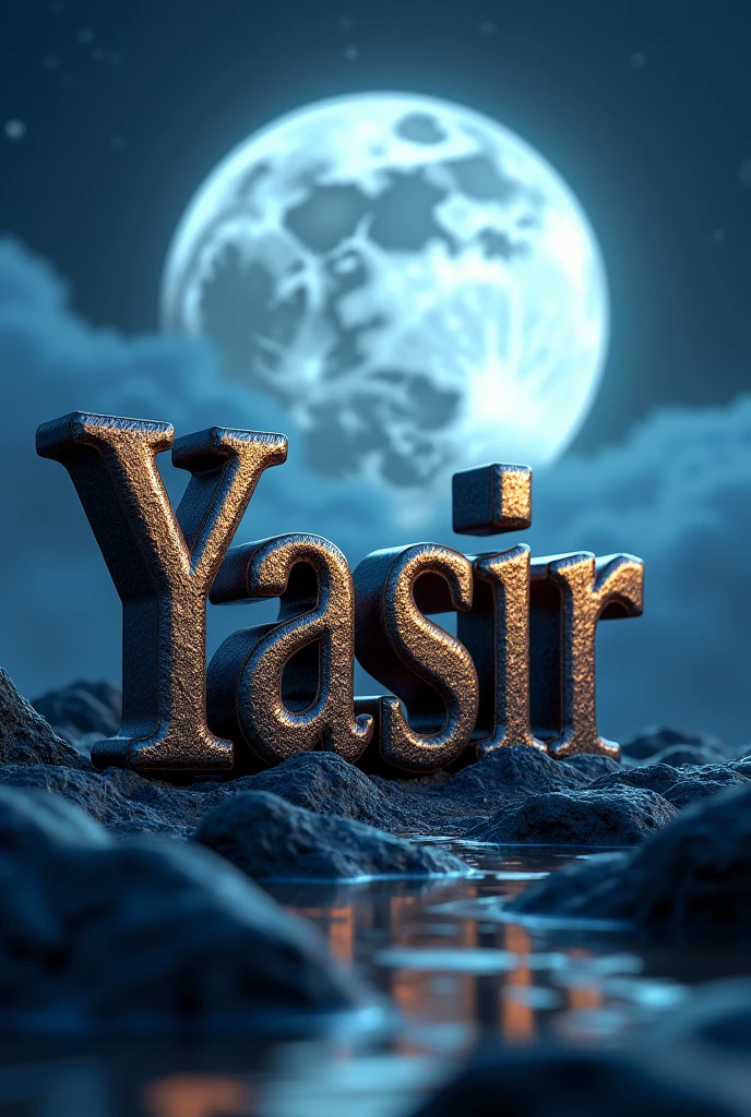 Yasir name 3d design with moon