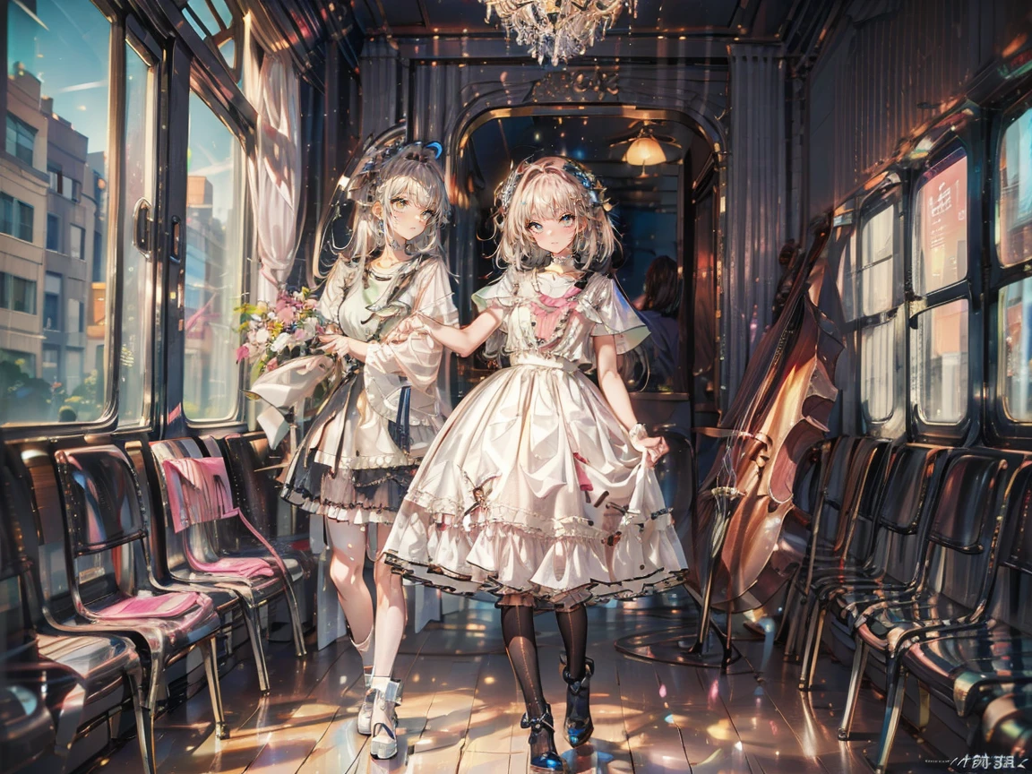 beautiful girl、とてもLovely天使、Pink T-shirt、Lovely、baby face、Smile、Long skirt、Black boots、Stylish interior
