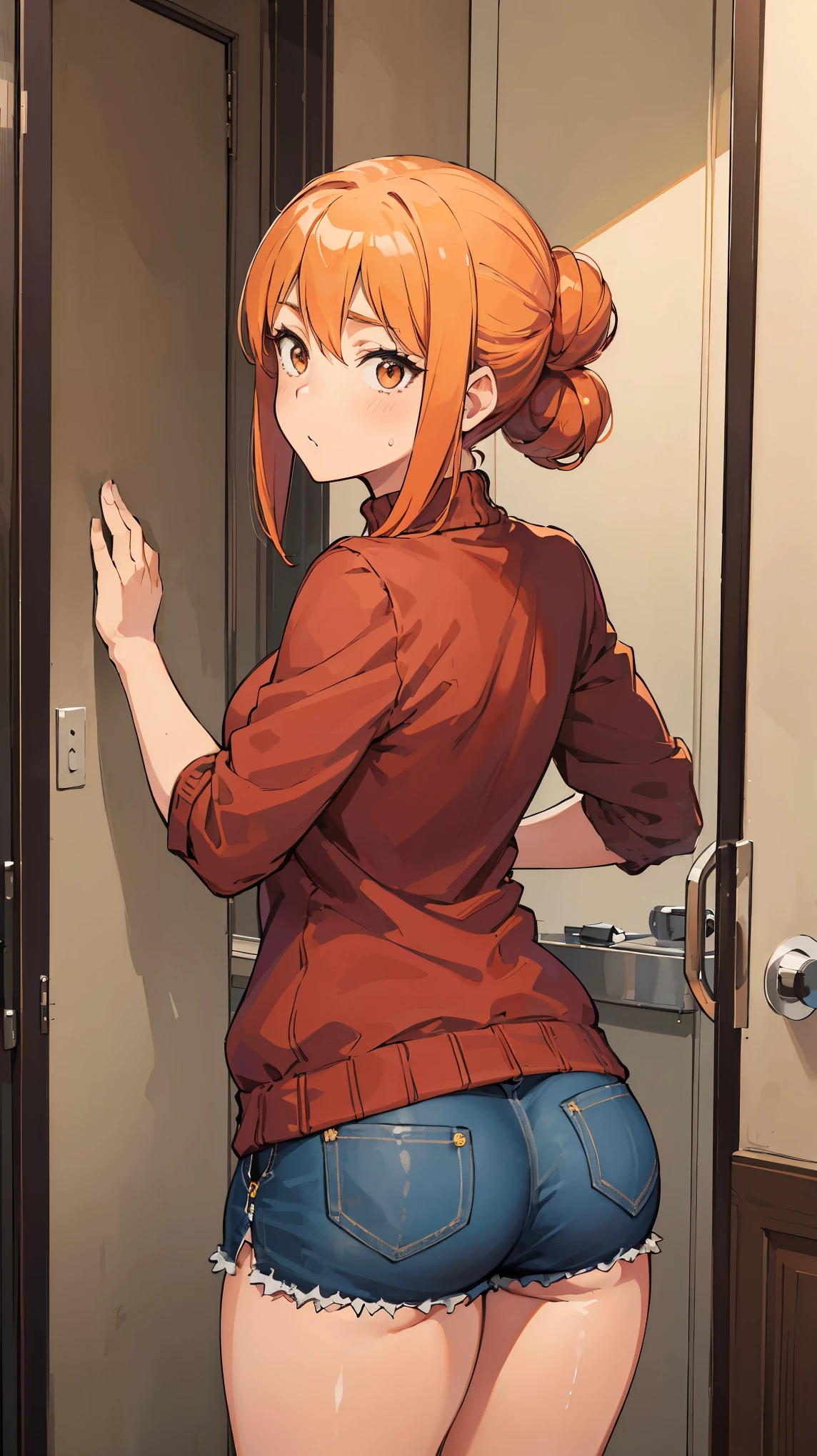 (Highest quality, 8k, masterpiece :1.3),lady. yuigahama,ガハmother, As expected, My Teen Romantic Comedy SNAFU。。, One Woman,Hair Bun,30 years old,mother,Orange Hair,Embarrassing,Spread your legs,Voluptuous body,Perfect Anatomy,Browsing Caution,Big Ass,No mismatch with the background,,Beautiful brown eyes,Sex with a guy friend,pants,Hotel Rooms,sweater,