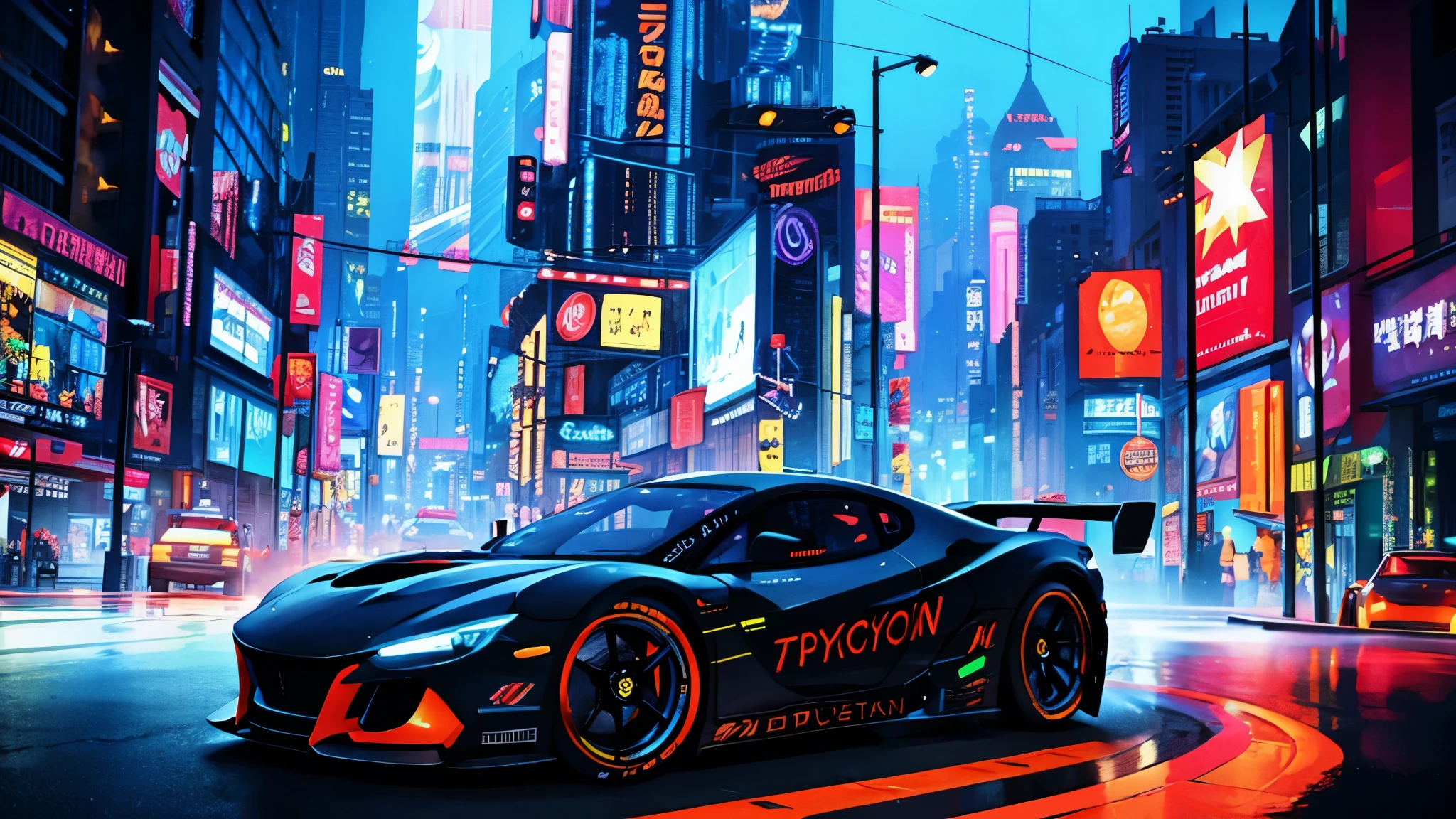 Night city ,Cyberpunk,Racing car