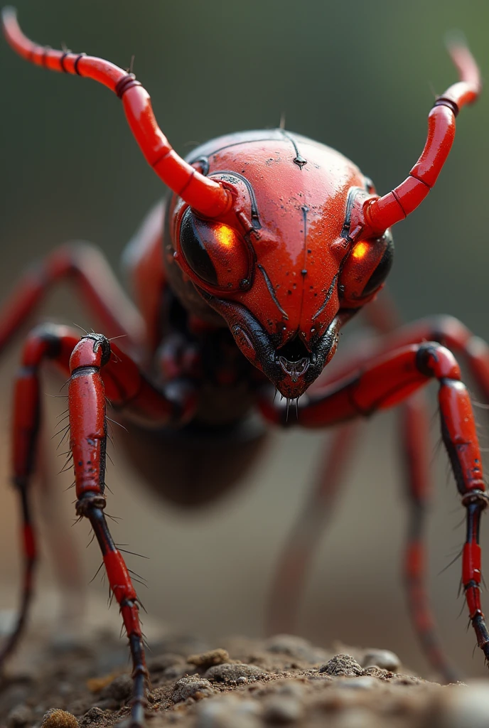 Ant with robo style with red colour and devil eyes