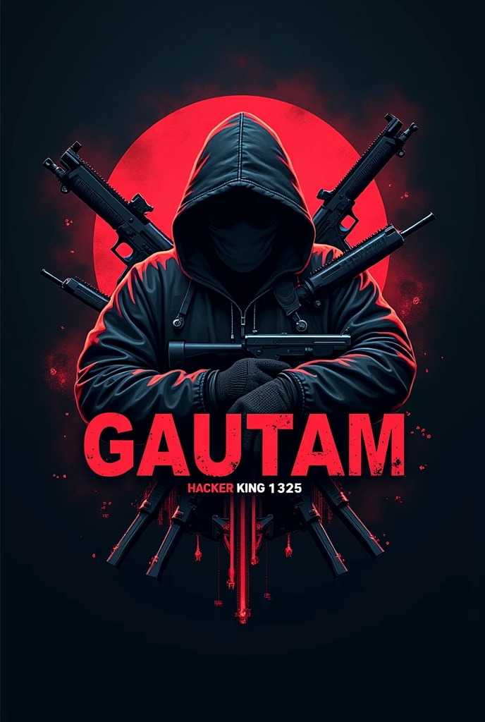 Gautam name ka logo jisme bandook and hathiyar ho or english me "hacker king 1325" bhi likha ho