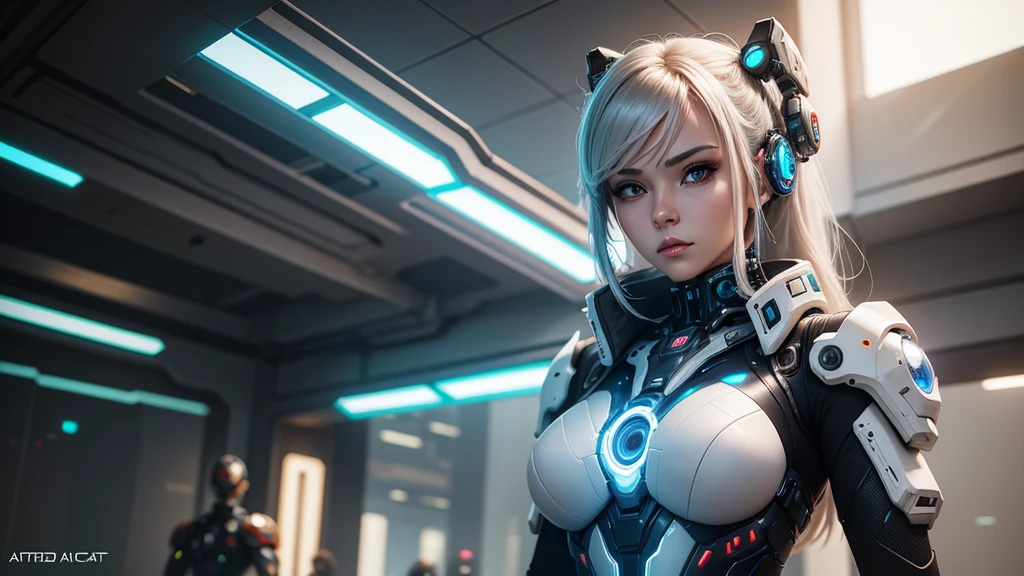 a woman in a futuristic suit with a glowing head and chest, arte cyberpunk inspirada em the first descendant, cgsociety contest winner, digitl art, gynoid cyborg body, girl with mecha cybernetic armor, cyber suit, cyber suit, in white futuristic armor, cyber suits, diverse cyber suits, gynoid body, the first descendant, perfect anime cyborg woman INFO