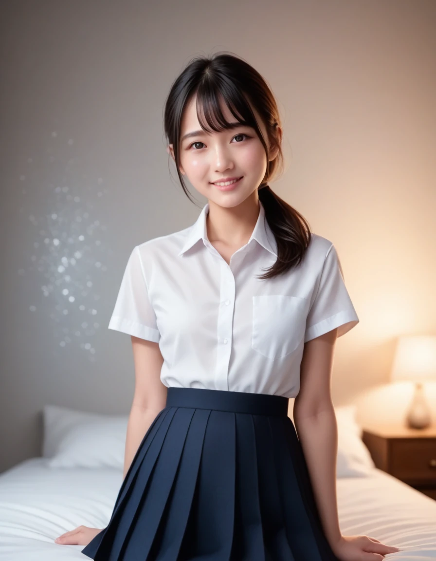 (Highest quality:1.5), (Real:1.4), (Ultra high definition:1.4), (No correction:1.4), (Skinny 18 year old girl), (Plain background), (1 Japanese very thin girl with flat chest in eighteen years old), (very thin body), skinny face, (Beautiful skin), (School Uniform Blouse), (School Uniform Skirt), (girl is wearing school uniform), (very thin girl is standing front plain back ground), (18yo very thin girl is standing front plain back ground in studio), (front view of a flat chest girl), Photo studio, (Upper Body), (smile), (Turn your body forward), (Flat Chest), (flat chest), (Very thin), (very thin)