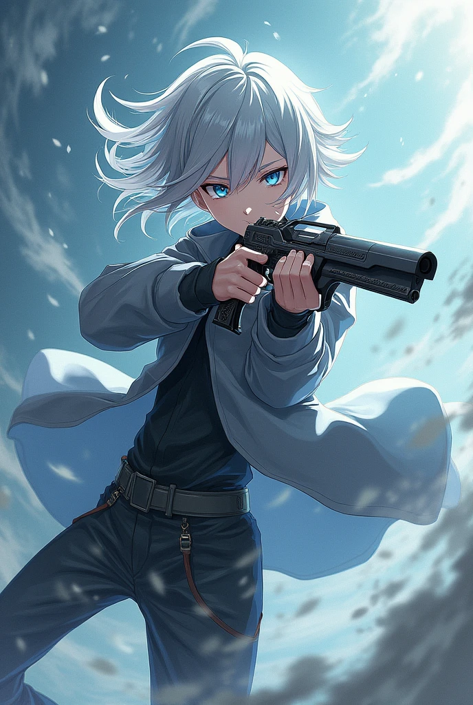 、gun、youth、Controlling the Wind、anime、Silver Hair、1