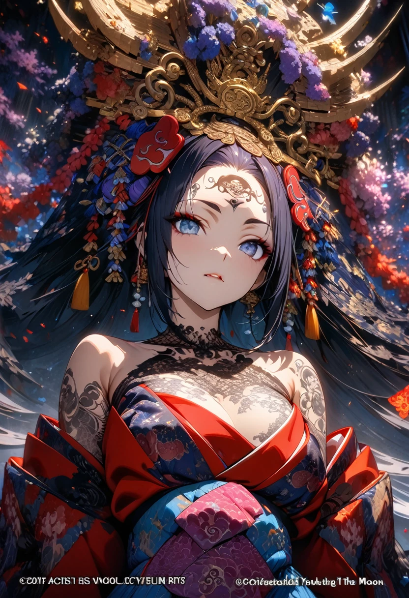 fotorrealismo, menina anime, Vampiro, com cabelos ruivos, vestido vermelho, olhos azuis, brilhante, Florpunk, samuraipunk, iridescente, bioluminescente, tatuagempunk, Hyper - Detalhado Vibrant Cinematic Raking Light, atordoante, Subsurface scattering, Ambient occlusion, chromatic aberration, 8k