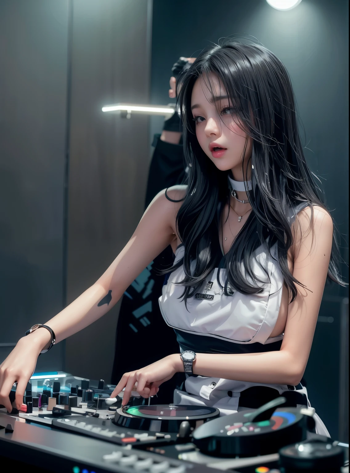 Arakfi woman in black and white dress plays DJ, cgstation trends, DJ Set, popular on cgstation, DJ, DJ Sura, beautiful korean women, sexy pose, Korean idol, korean girl, perform on stage, gorgeous chinese model, korean artist, Blackpink Jisoo, DJ&#39;s , Taken at 2 0 2 0