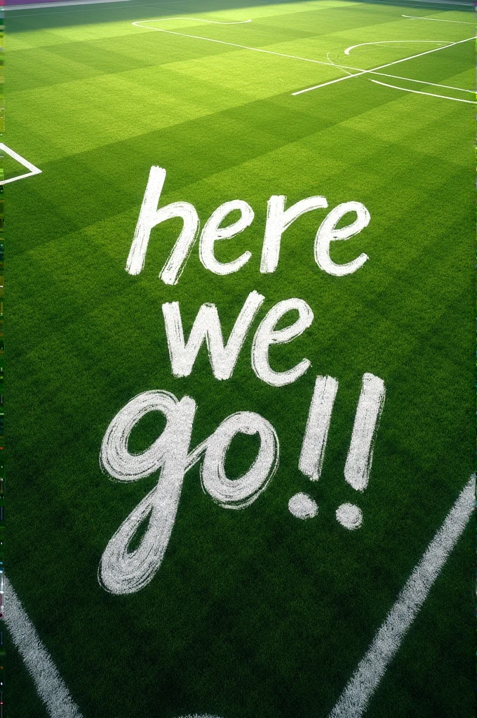 Here We go!! Written on a football Pitch