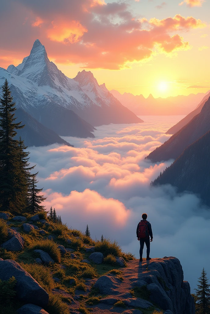 Nature Mountain trekking , sunrise or sunsets, sea of clouds