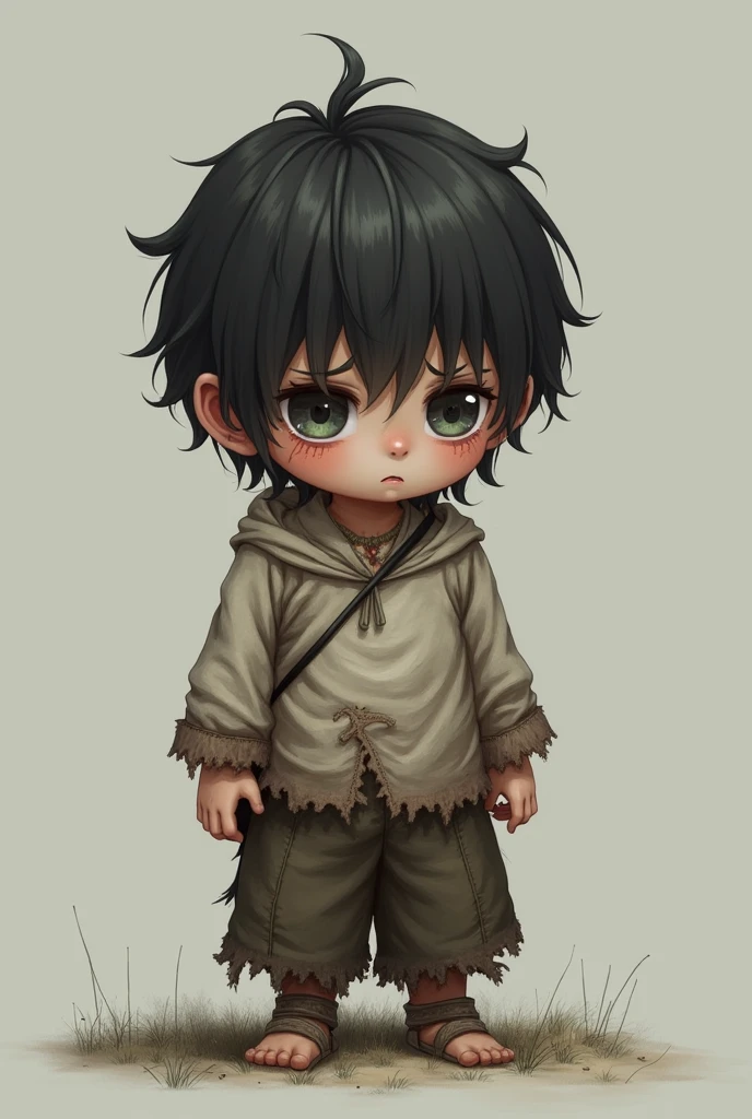 juvenile、Shota、Frightened、sorrow、fear、scar、Tattered clothes、neutral、1人のjuvenile