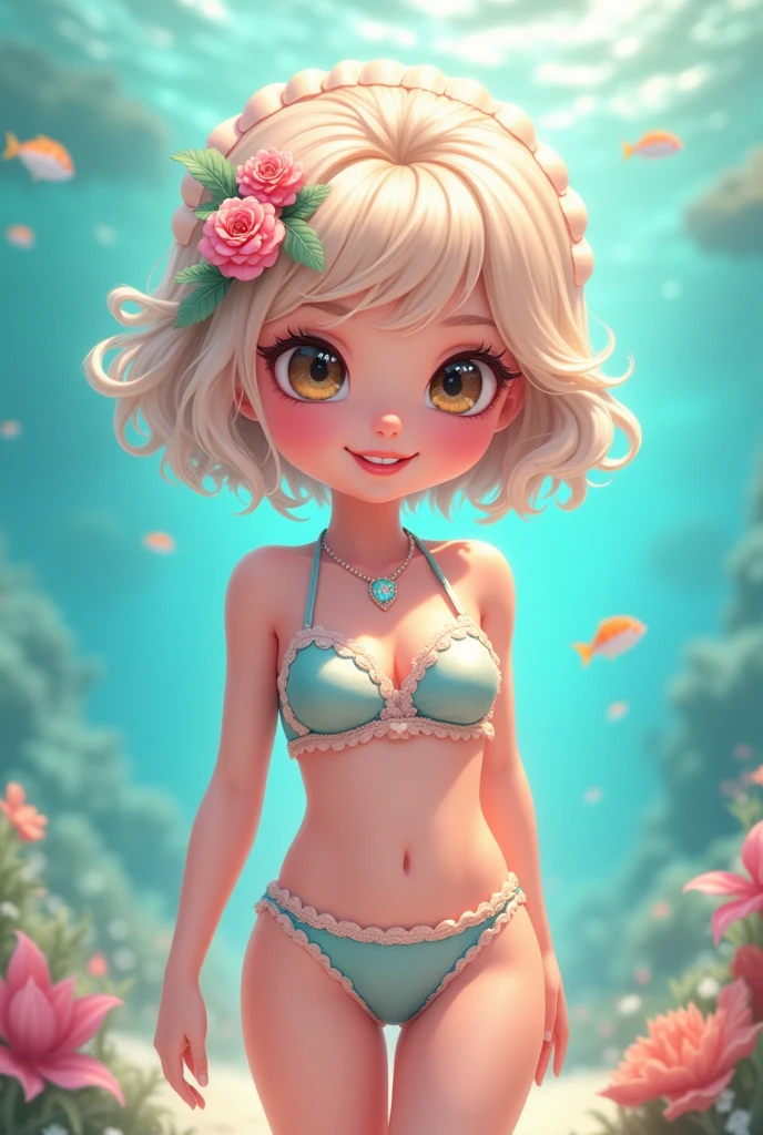 Cute scallop girl character swimsuit