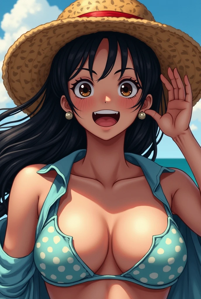 One piece girl with big boobs throat the dick with mouth